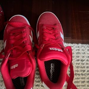 Like new retail for $120. Size 9 Adidas Scarlet Red Sneakers with White Accents